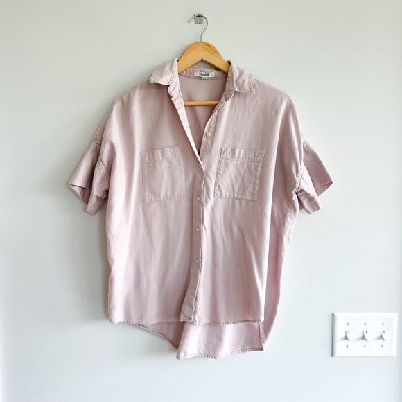 Madewell Breezewoven Beachside Shirttail Short Sleeve Button Up Shirt Blush XS - Picture 1 of 7